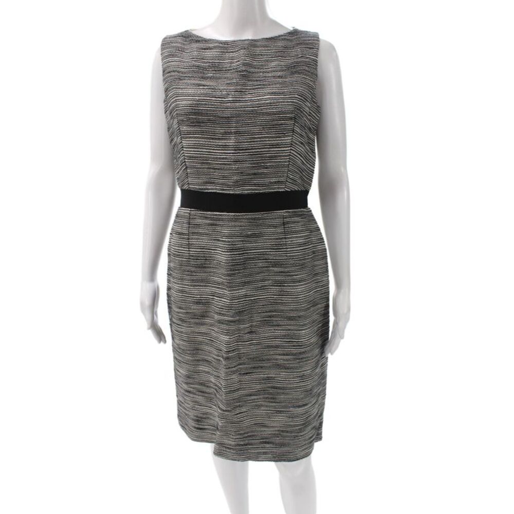 Christian Dior Women Sheath Black Boat Neck Sleeveless Knee Length Dress Size L
